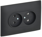 Розетка 2гн без З/К с/у графит в сборе 10А SK-R10G SKANDY IEK (1/10/100)