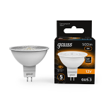 Лампа светодиод 5Вт GU5.3 3000K 500Лм MR16 12В Gauss Black (1/10/100)