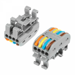 Клемма СМК 222-424D проxодная 4-полюсная, с креплением на DIN-рейку (0,08-4 мм²) серая (50 шт./уп.) REXANT Клемма СМК 222-424D проxодная 4-полюсная, с креплением на DIN-рейку (0,08-4 мм²) серая (50 шт./уп.) REXANT