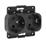 Розетки 2гн с З/К шторки с/у черный механизм 16А автомат.клеммы Стокгольм EKF PROxima