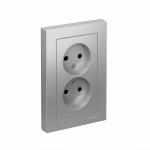 Розетка 2гн без З/К с/у алюминий в сборе 16А AtlasDesign Systeme Electric (1/6)