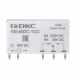 Промежуточное реле 0НО 0НЗ 1ПК кат.60В DC IP50 DKC (ДКС) Релейные модули