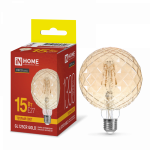 Лампа светодиод 15Вт шар GL125 Е27 3000К 1390Лм кристалл золото филамент прозр deco IN HOME (1/2/20)