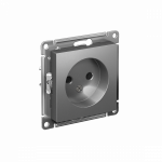Розетка 1гн без З/К шторки с/у сталь механизм 16А AtlasDesign Systeme Electric