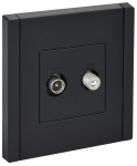 Розетка 2гн ТВ+спутник TV+SAT с/у черный FP138 FORTE&PIANO IEK (1/10/100)