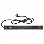 Блок распределения питания вертикальный 19" шкафов, 16A  6 Х Shuko,авт.1Р, индикатор тока вх. разъём Schuko