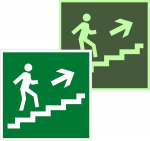 Знак эвакуационный E 15 "Направление к эвакуационному выходу по лестнице вверх" 200х200 мм, пленка самоклеящаяся с фотолюминесцентным покрытием ГОСТ Р