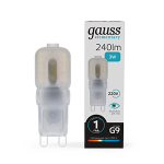 Лампа светодиод 3Вт капсула G9 4100К 240Лм пластик AC220-240В Gauss Elementary 1/10/200