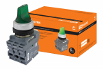 Переключатель на 3 положения с фиксацией M3SS1-21G короткая ручка(LED) d22мм/220B 1з 1р зеленый TDM Переключатель на 3 положения с фиксацией M3SS1-21G короткая ручка(LED) d22мм/220B 1з 1р зеленый TDM