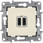 Зарядное устройство с двумя USB-разьемами тип C-тип С 240В/5В 3000мА - Etika - Цвет Слоновая кость Зарядное устройство с двумя USB-разьемами тип C-тип С 240В/5В 3000мА - Etika - Цвет Слоновая кость