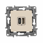 Зарядное устройство с двумя USB-разьемами тип A-тип С 240В/5В 3000мА - Etika - Цвет Слоновая кость Зарядное устройство с двумя USB-разьемами тип A-тип С 240В/5В 3000мА - Etika - Цвет Слоновая кость