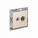 Розетка 2гн комп+ТВ RJ45+TV с/у крем механизм кат.5е AtlasDesign Systeme Electric (1/10)