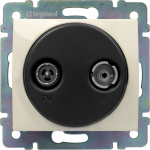 Розетка 2гн ТВ+радио TV+R проходная с/у крем механизм Valena Legrand  (1/10/100)