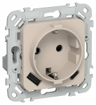 FLITE Роз.с з/к/ш 16А USB AC 20Вт б/к РСЮшс11-1-ФлЛ льн. IEK