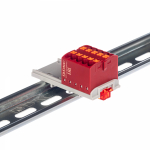 Зажим клеммный проходной 28.8мм размер ячейки 26.4мм на DIN-рейку 1 уровень сечение провода 2.5мм² 24А 690В термопласт DKC (ДКС)