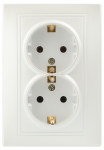 Розетка Intro Plano 1-205-06 с заземлением двойная 2X2P+E Schuko, 16А-250В, IP20, СУ, перламутр