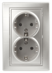 Розетка Intro Plano 1-205-03 с заземлением двойная 2X2P+E Schuko, 16А-250В, IP20, СУ, алюминий Розетка Intro Plano 1-205-03 с заземлением двойная 2X2P+E Schuko, 16А-250В, IP20, СУ, алюминий