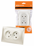 Розетка двойная 2П 10А 250В перламутр "Лама" TDM Розетка двойная 2П 10А 250В перламутр "Лама" TDM