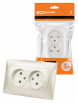 Розетка двойная 2П 10А 250В с защ. шт. перламутр "Лама" TDM Розетка двойная 2П 10А 250В с защ. шт. перламутр "Лама" TDM