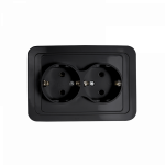 Розетка 2гн с З/К с/у черн керамика 16А 2128B CLASSICO IN HOME  (1/10/200)
