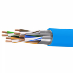 Кабель витая пара кат. 5E экранированный F/UTP, 4 пары, нг(А)-HF, цвет внешней оболочки синий коробка 305 м