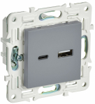 Розетка 2гн USB+USB A+C с/у серый механизм 18Вт SK-R13Gr SKANDY IEK (1/10/100)