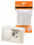 Розетка двойная 2П+З 16А 250В IP44 с защ. шт. с крышкой перламутр "Лама" TDM Розетка двойная 2П+З 16А 250В IP44 с защ. шт. с крышкой перламутр "Лама" TDM