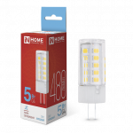 Лампа светодиод 5Вт капсула G4 6500К 480Лм 12В IN HOME Лампа светодиод 5Вт капсула G4 6500К 480Лм 12В IN HOME
