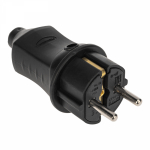 Вилка прямая с 3/К черная каучук 16А IP44 PROconnect