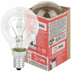 Лампа накал 40Вт шар Е14 прозр в гофре ЭРА (100/4200)