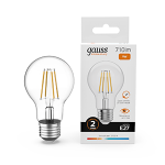 Лампа светодиод 9Вт А60 груша Е27 2700К 710Лм филамент прозр Gauss Filament Elementary (1/10/50) Лампа светодиод 9Вт А60 груша Е27 2700К 710Лм филамент прозр Gauss Filament Elementary (1/10/50)