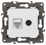 Розетка ЭРА Elegance 14-3110-01М RJ45+TV, белый матовый Розетка ЭРА Elegance 14-3110-01М RJ45+TV, белый матовый