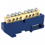 Шина "N" нулевая с синим изолятором на DIN-рейку 8x12мм стойка бол. 8 групп REXANT