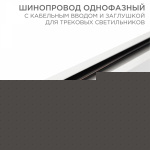 Шинопровод однофазный с кабельным вводом и заглушкой для трековых светильников REXANT 1 м белый с