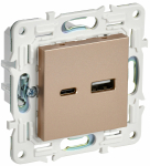 Розетка 2гн USB+USB A+C с/у песочный механизм 18Вт SK-R13Sa SKANDY IEK (1/10/100)