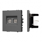 Механизм сдвоенной компьютерной розетки SCT-NOBE-MPC2-SFPL-GR (RJ-45, CAT6) (Arlight, Серый базальт)