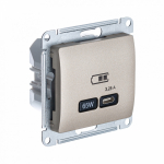 Розетка 1гн USB C с/у титан механизм высокоскор.заряд. QC PD Glossa Systeme Electric Розетка 1гн USB C с/у титан механизм высокоскор.заряд. QC PD Glossa Systeme Electric