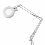 Лупа на струбцине круглая настольная 8Х с подсветкой, белая  REXANT (1/1/4)