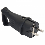 Вилка угловая с кольцом с З/К черная каучук 16A IP44 Марс EKF (1/300)