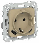 FLITE Роз.с з/к/ш 16А USB AC 20Вт РСЮшс11-0-ФлХ хак. IEK