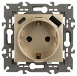 Розетка ЭРА Elegance 14-4108-04 со шторками, 2P+E 16A-250В, с USB type-A+C 5В-3А, шампань