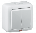 Выкл 2-клавиш. с подсветкой LED в сборе 10А 250В о/у бежевый глянц. IP44 HEGEL Выкл 2-клавиш. с подсветкой LED в сборе 10А 250В о/у бежевый глянц. IP44 HEGEL