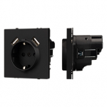 Механизм розетки с USB зарядкой SCT-NOBE-MUAA-SFPL-BK (230V, 16A) (Arlight, Черный оникс)