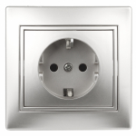 Розетка Intro Plano 1-206-03 с заземлением 2P+E Schuko со шторками, 16А-250В, IP20, СУ, алюминий Розетка Intro Plano 1-206-03 с заземлением 2P+E Schuko со шторками, 16А-250В, IP20, СУ, алюминий