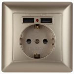 4-410-04 Intro Розетка P+E Schuko со шторками, 16А-250В + 2хUSB, СУ, Solo, шампань (10/100/2500) 4-410-04 Intro Розетка P+E Schuko со шторками, 16А-250В + 2хUSB, СУ, Solo, шампань (10/100/2500)
