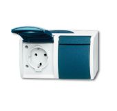 Розетка ABB Ocean 2-мест. в сборе с корпусом с З/К откр. уст-ки16А 220-250В со шторками с крышкой IP44 сине-зелён. Розетка ABB Ocean 2-мест. в сборе с корпусом с З/К откр. уст-ки16А 220-250В со шторками с крышкой IP44 сине-зелён.