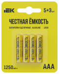 Батарейка щелоч. Alkaline LR03/AAA (5+3шт/блистер) ПРОМО IEK