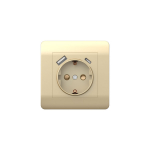 (NEW3-E) Розетка с/з со шторками, 16А+ USB двойная A+С, 5В/2,1А, шампань CHINT (1)