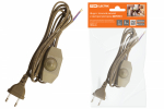 Шнур с плоской вилкой и светорегулятором ШУ05С3 (200Вт, RL) ШВВП 2х0,75мм2 2м. бронза TDM Шнур с плоской вилкой и светорегулятором ШУ05С3 (200Вт, RL) ШВВП 2х0,75мм2 2м. бронза TDM