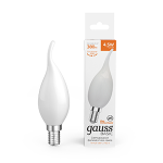 Лампа Gauss Basic Filament Свеча на ветру 4,5W 380lm 2700К Е14 milky  LED 1/10/50